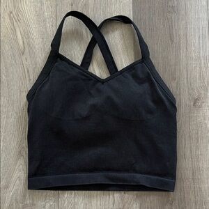 NWOT Avia Charcoal Seamless Black Shelf Bra Cross Back Workout Tank Size M